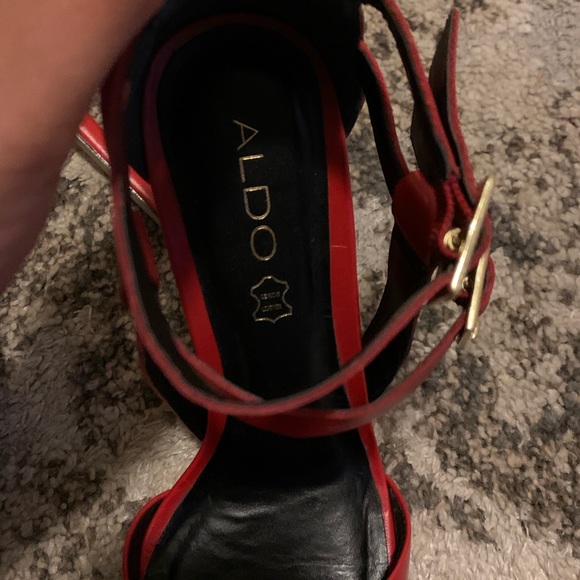 Aldo red leather heels size 8.5 - Picture 5 of 6
